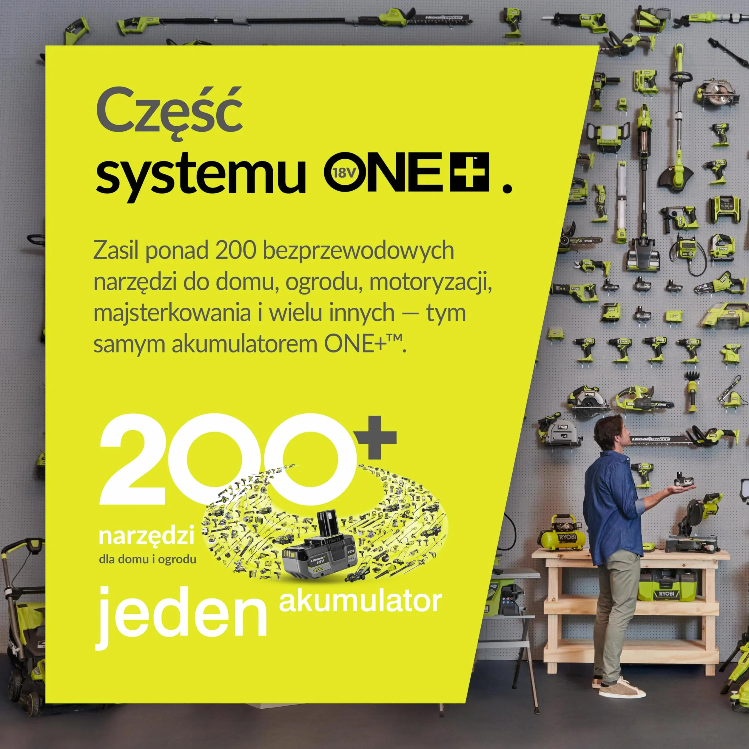 Ryobi Pilarka Łańcuchowa 18 V, OCS1830, Silnik Bezszczotkowy, Długość Prowadnicy 30 cm, Prędkość Przesuwu Łańcucha 10 m/s, Prowadnica oraz Łańcuch Marki Oregon, Automatyczne Smarowanie