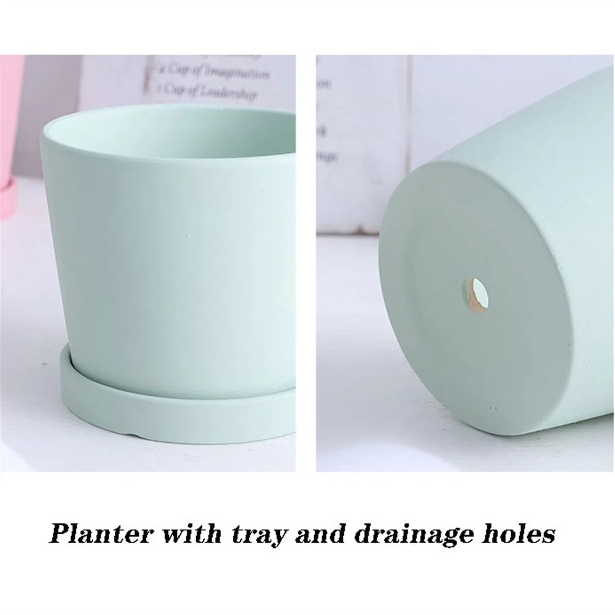 HIHELO Donice Ceramiczna okrągła doniczka z otworami drenażowymi sukulenty kaktus orchidea doniczka doniczkowa prosta z tacą doniczka do przedszkola (kolor: fioletowy)