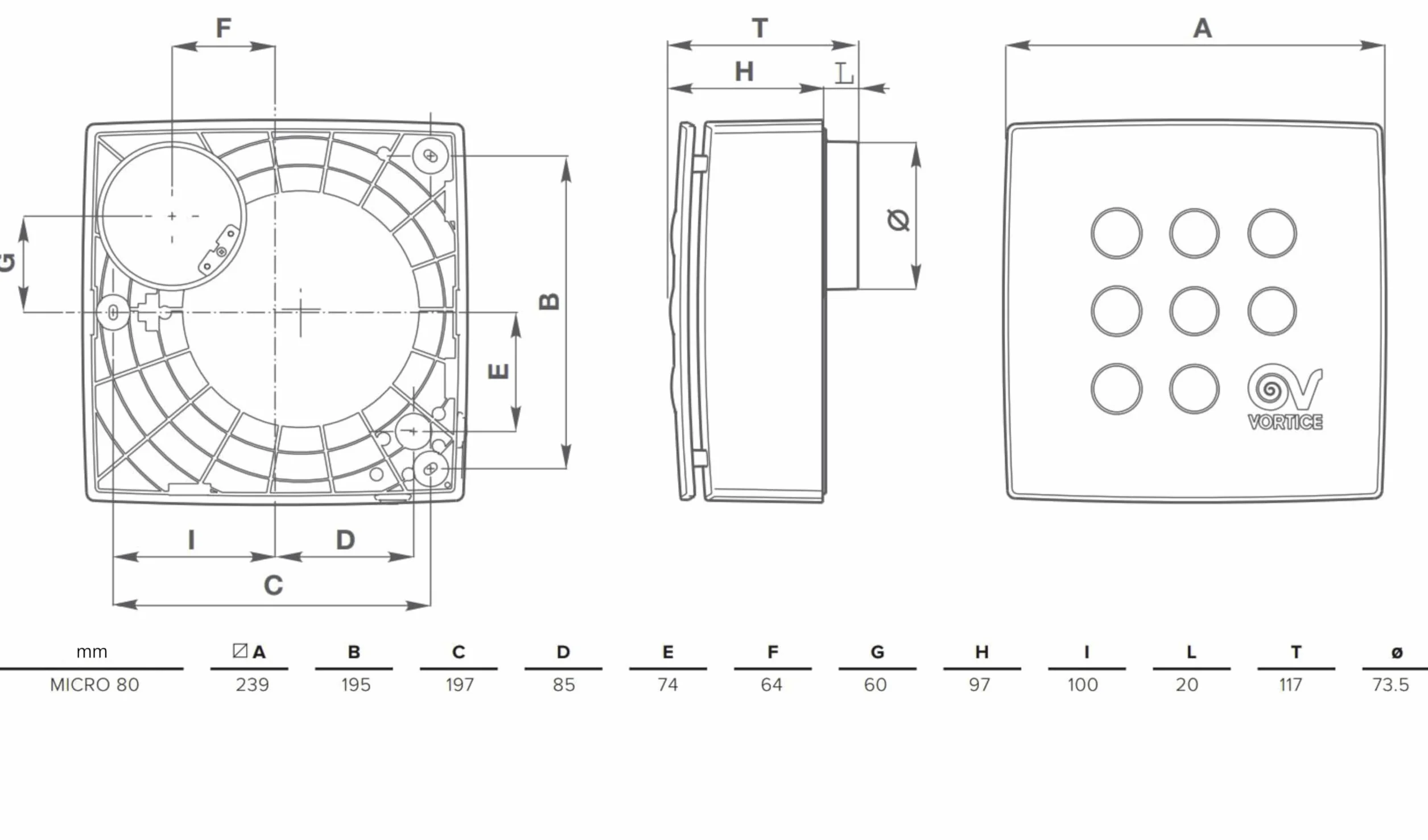 Vortice Quadro Micro 80 wentylator odśrodkowy