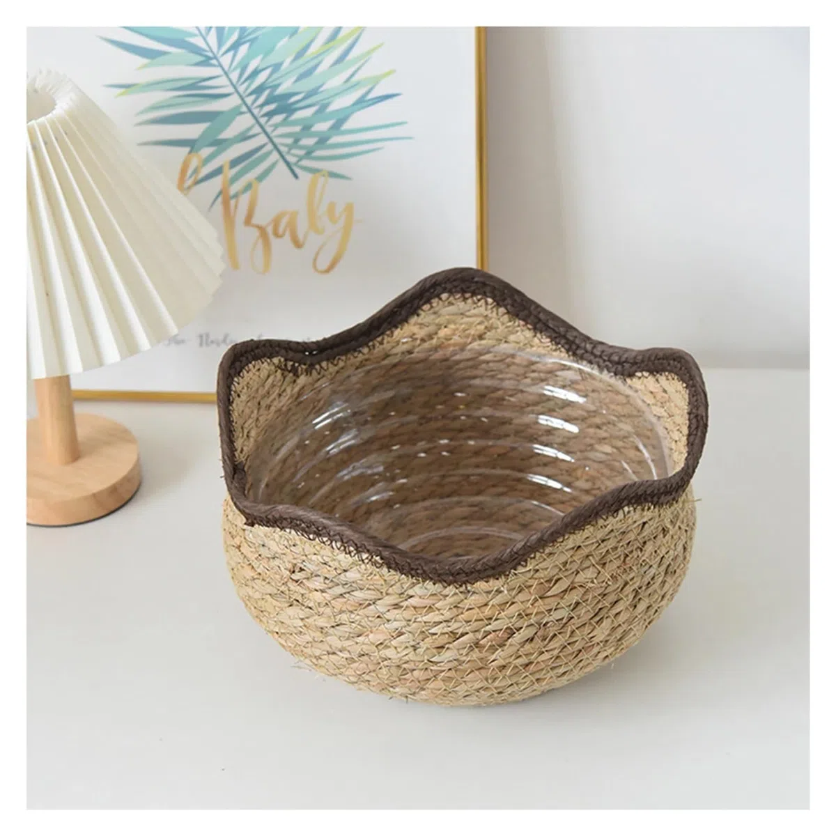 Wiklinowy kosz piknikowy, Woven Succulent Planter Storage Basket For Indoor Outdoor Plants Multiple Sizes(31cm x 16cm)