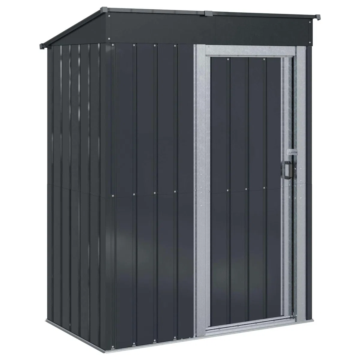 Antracyt metalowy domek ogrodowy 137x81x180 cm, nowoczesny prostokątny schowek na zewnątrz, trwały i odporny na warunki atmosferyczne, łatwy montaż narzędzi i garnków
