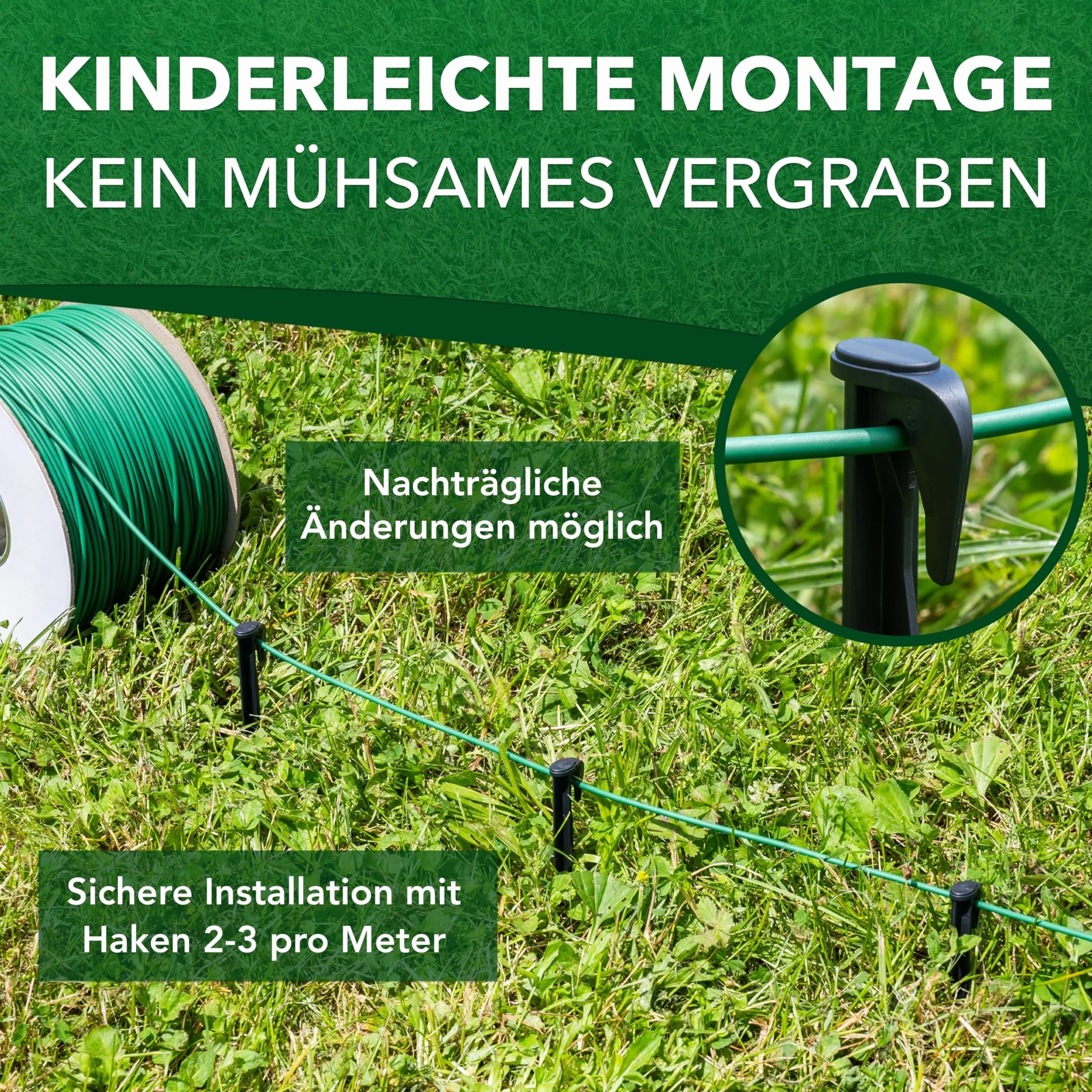 Drut ograniczający kabel kosiarki automatycznej Genisys - kompatybilny z robotem ogrodowym Gardena Sileno - HQ - ulepszony model 2023 - na szpuli kablowej - ?2,7mm, Länge Kabel:150m
