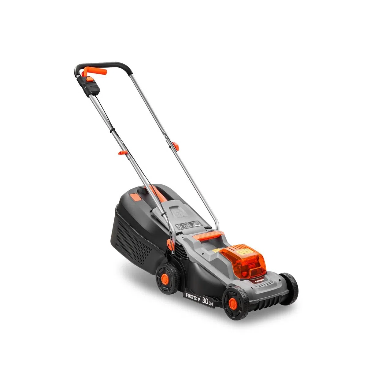 FUXTEC 20V Akumulatorowy zestaw ogrodowy FX-E1RM20ECO & FX-E1RT20 – kosiarka 30 cm, podkaszarka 25 cm, 2x2Ah akumulator + ladowarka, kosz 30 l