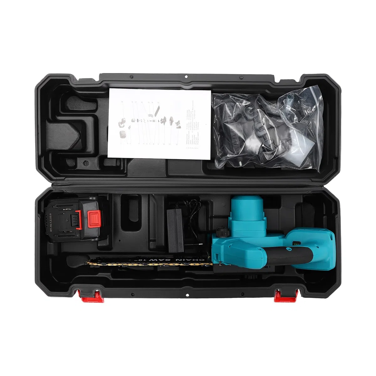 Mini piła łańcuchowa, 10 cali, akumulatorowa piła z akumulatorem 3000 mAh i ładowarką, bezszczotkowa piła łańcuchowa 1200 W, 3500 obr./min, do sekatorów, cięcia drewna