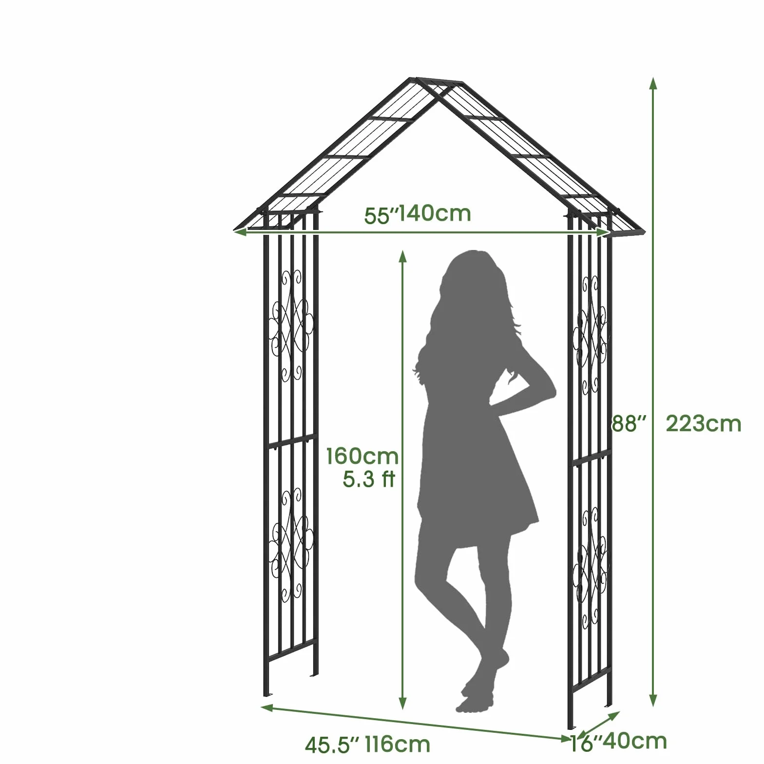 GOPLUS Łuk ogrodowy metalowy pergola 140 x 40 x 223 cm