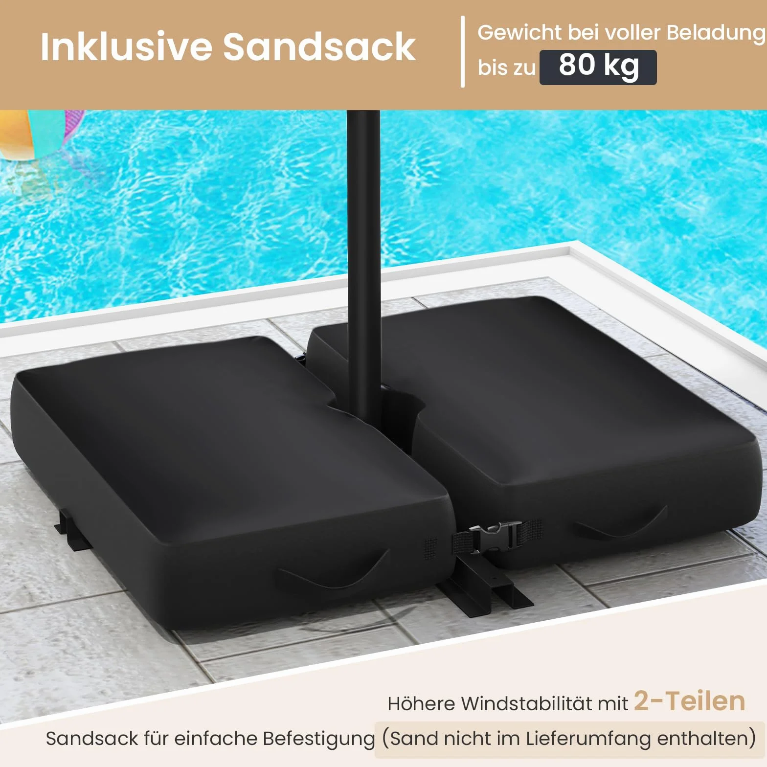 COSTWAY Parasol ogrodowy z diodami LED 300 cm UV