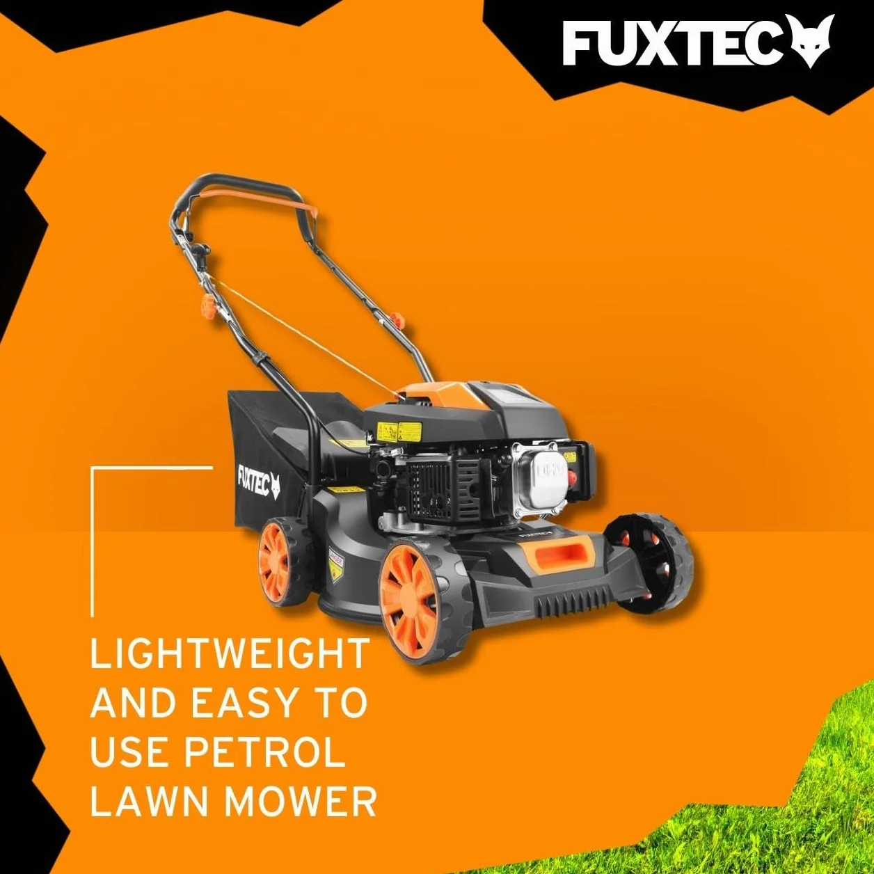 Kosiarka spalinowa FUXTEC FX-RM4180 1,8KM 1,3kW | waga tylko 18kg | szerokosc koszenia 40cm i 3-stopniowa regulacja wysokosci koszenia 25-55mm | 4-suwowa kosiarka 80ccm - w zestawie kosz na trawe 45L