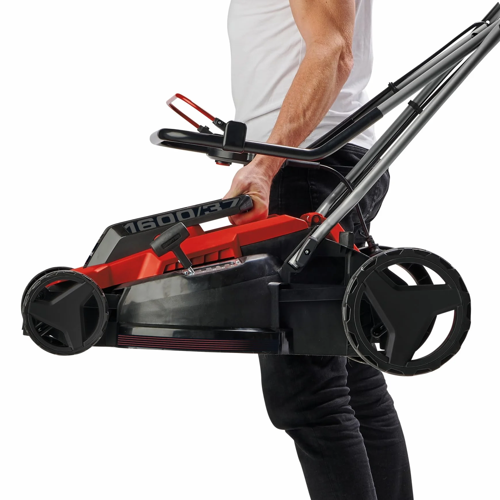 Einhell Kosiarka elektryczna GC-EM 1600/37 (1600 W, szerokość cięcia 37 cm, do 700 m², kosz na trawę 38 l, centralna regulacja wysokości koszenia z wysokością cięcia 20-60 mm)