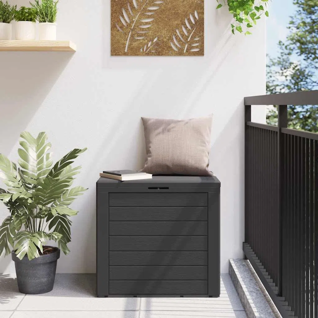 Skrzynia ogrodowa, antracytowa, polipropylenowa, 58,5 x 46 x 55 cm, skrzynia z pojemnością 140 l, odporna na warunki atmosferyczne, na taras, balkon, praktyczna skrzynia na poduszki z