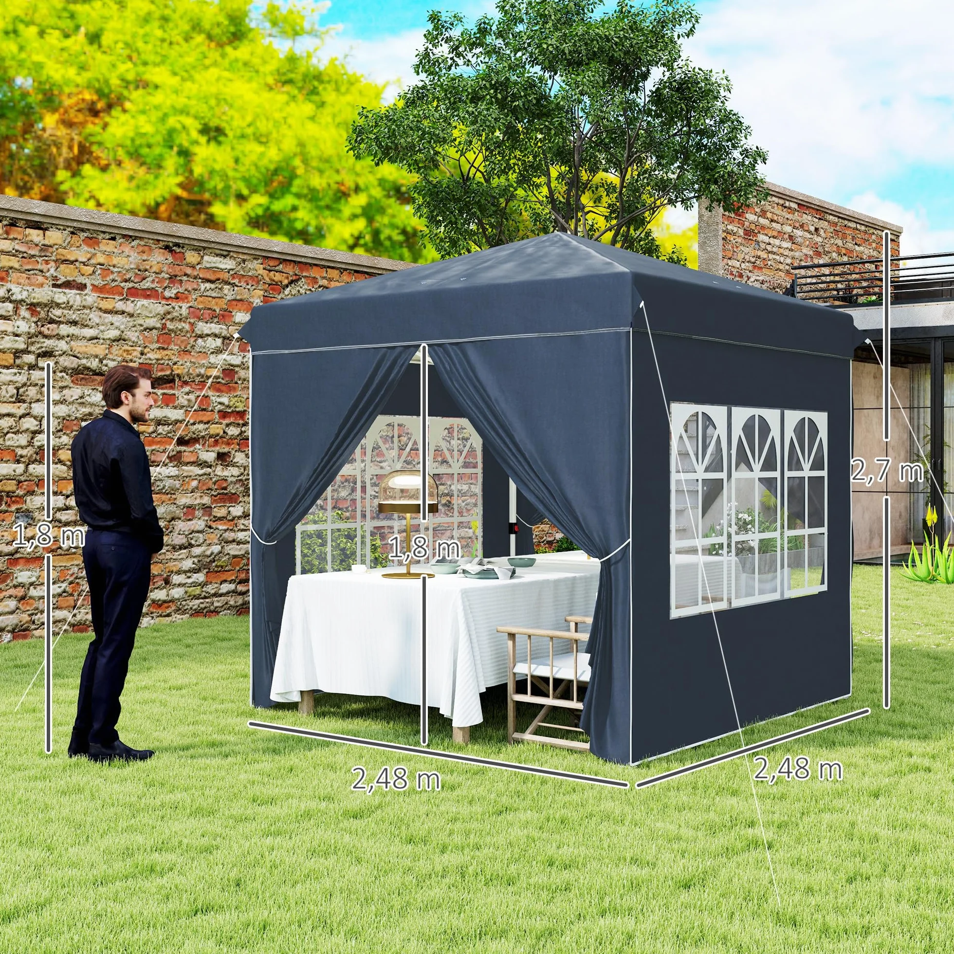 Outsunny Pawilon Ogrodowy 2,5 x 2,5 m Składany Ochrona UV 50+