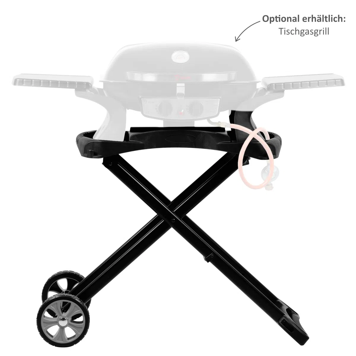 BBQ-Toro Przenośny stojak do grilla gazowego z kółkami, składany, kompaktowy, czarny, 2 palniki, 5000 W, powierzchnia kuchenna 1843 m2, 2 stojaki, grill gazowy