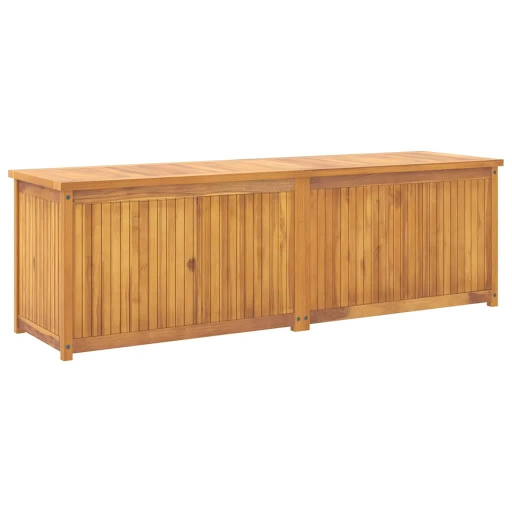 Skrzynka ogrodowa z litego drewna tekowego, 175 x 50 x 55 cm, z podszewką z polietylenu, przestronna skrzynia do ogrodu, na balkon, taras, odporna na warunki atmosferyczne, zamykana, wszechstronne