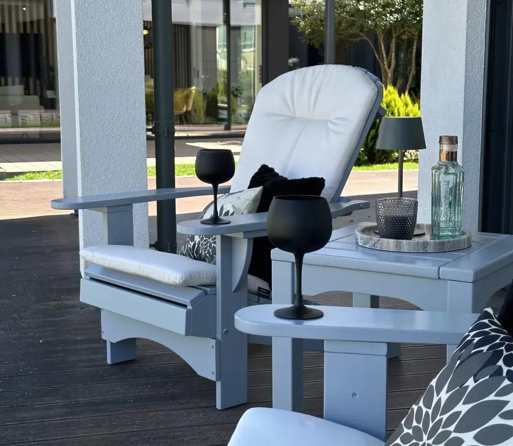Original Dream-Chairs since 2007 Stolik boczny „Comfort” de luxe w kolorze szarym, mały stolik do ogrodu, na balkon, stolik boczny na jedzenie i napoje