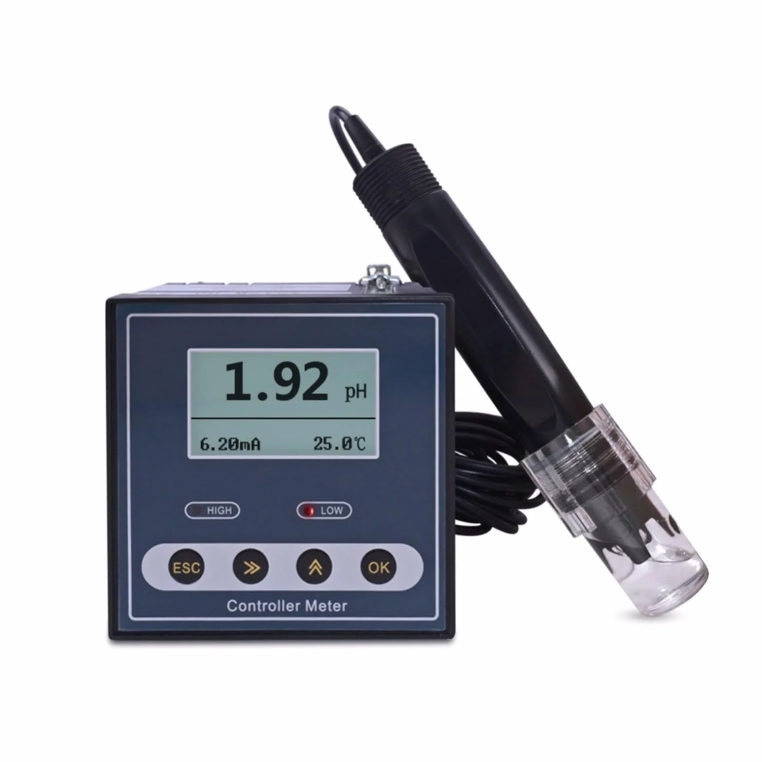 Tester wody, Przemysłowy kontroler PH Monitor miernika ORP Cyfrowy 0,02 pH 1 mV Alarm kontrolny górnego dolnego limitu Tester PH do kranu, akwarium,(Only Controller)