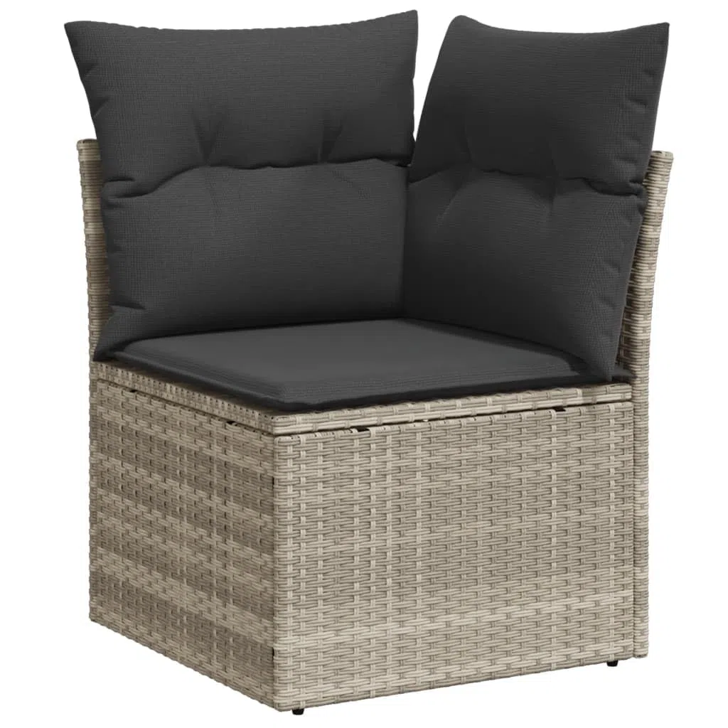 Homgoday 8-częściowy zestaw mebli ogrodowych z poduszkami, meble balkonowe, sofa ogrodowa, sofa ogrodowa, zestaw wypoczynkowy, sofa balkonowa, zestaw mebli ogrodowych, kolor jasnoszary polirattanowy