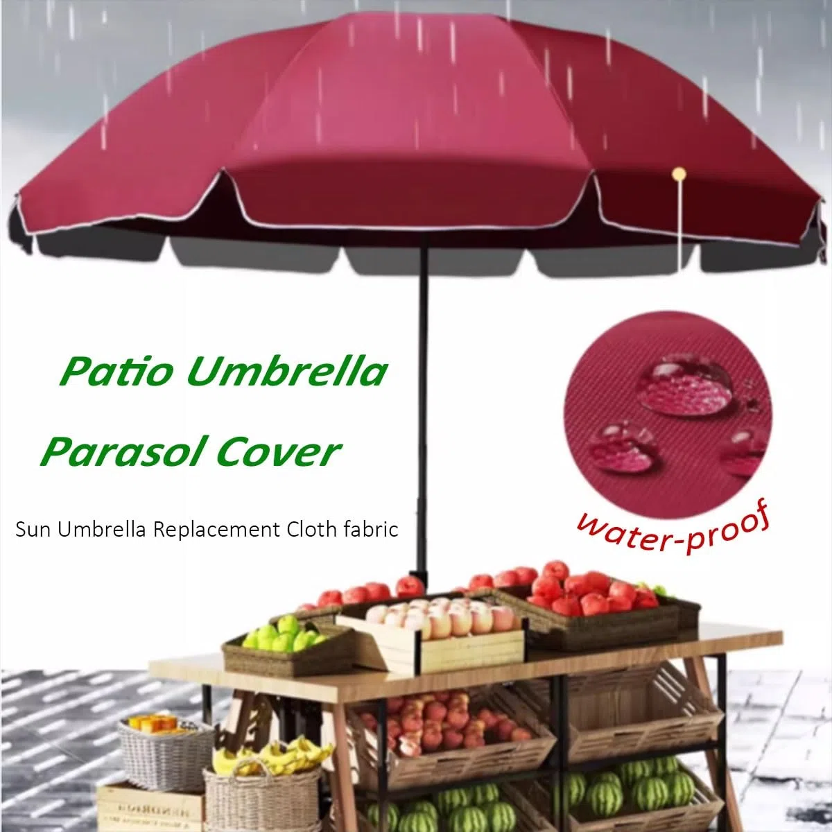 Zapasowy pokrowiec na parasol tarasowy, na parasole zewnętrzne, tkanina 8 ramion, ochrona przed promieniowaniem UV, odporny na warunki atmosferyczne