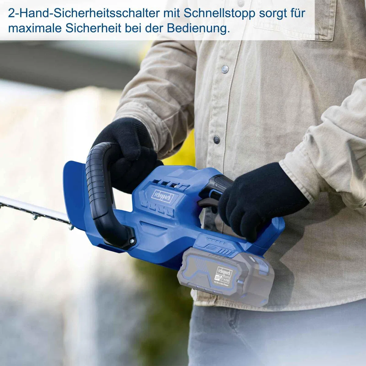 Scheppach Akumulatorowe nożyce do żywopłotu C-HT570-X 20 V | długość cięcia 510 mm | grubość cięcia 16 mm | seria 20 V IXES | miecz 560 mm | w zestawie zabezpieczenie miecza | bez akumulatora i
