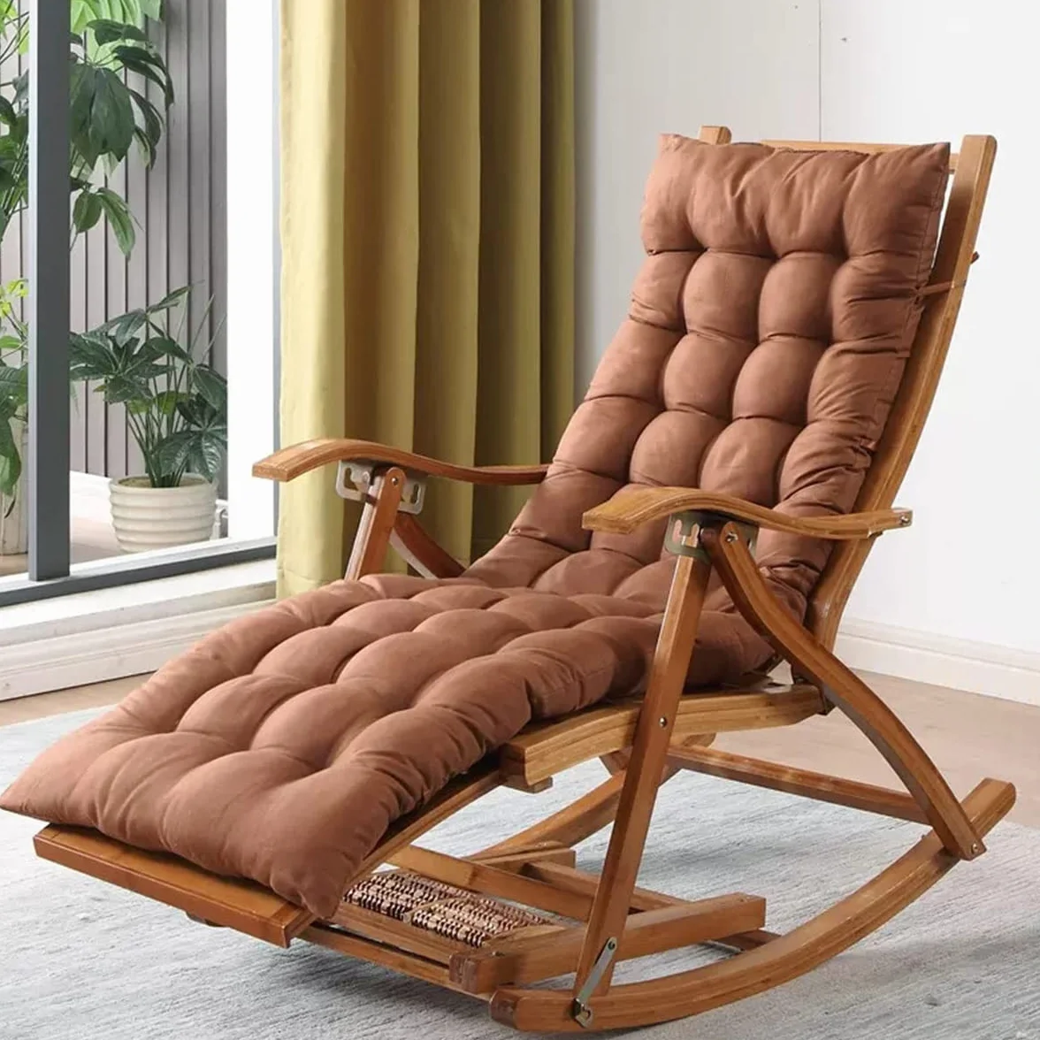 Fotel Bujany Składany Tapicerowany Drewniany Krzesło Old Man Coffee