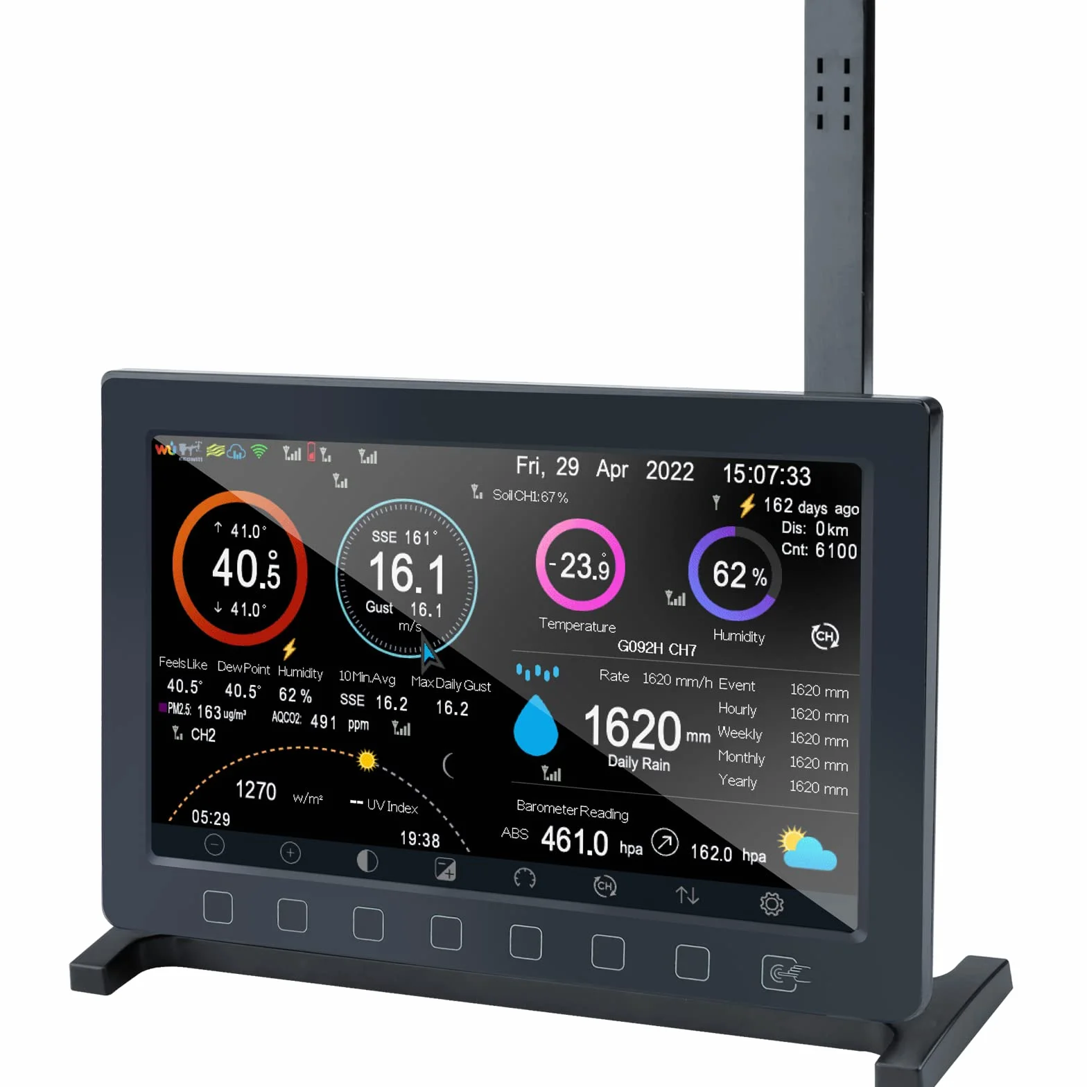 ECOWITT HP2560 do stacji pogodowej, wyświetlacz TFT do wnętrz z przyciskiem dotykowym, dodatek, paarweise mit WS90/WS80 zewnętrznym