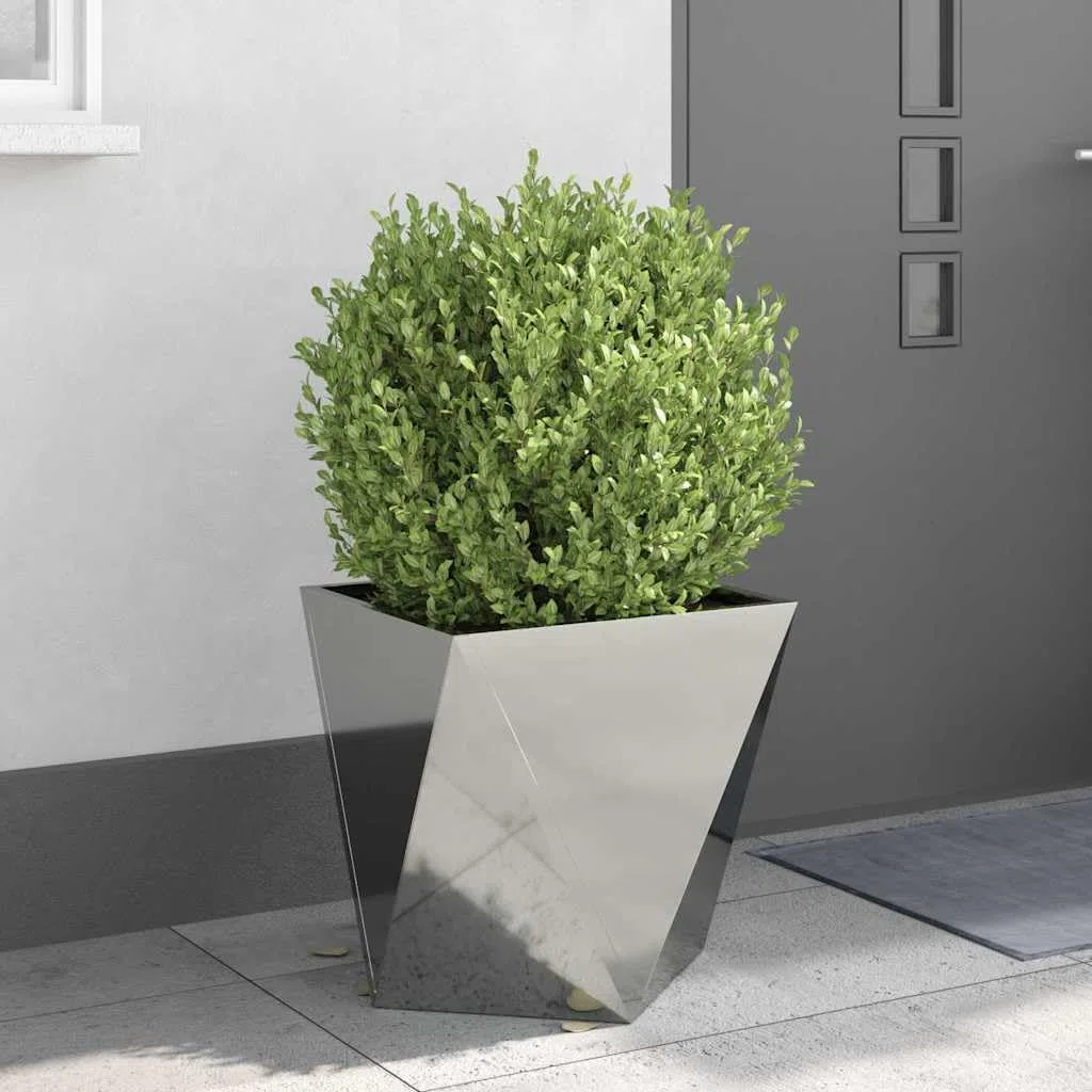 Donica 2 szt Srebrny 50x50x50 cm Stal Galwanizowana Do Ogrodu Tarasu Pojemnik na Rośliny Ozdobne Dekoracyjny Wytrzymały Nowoczesny Design