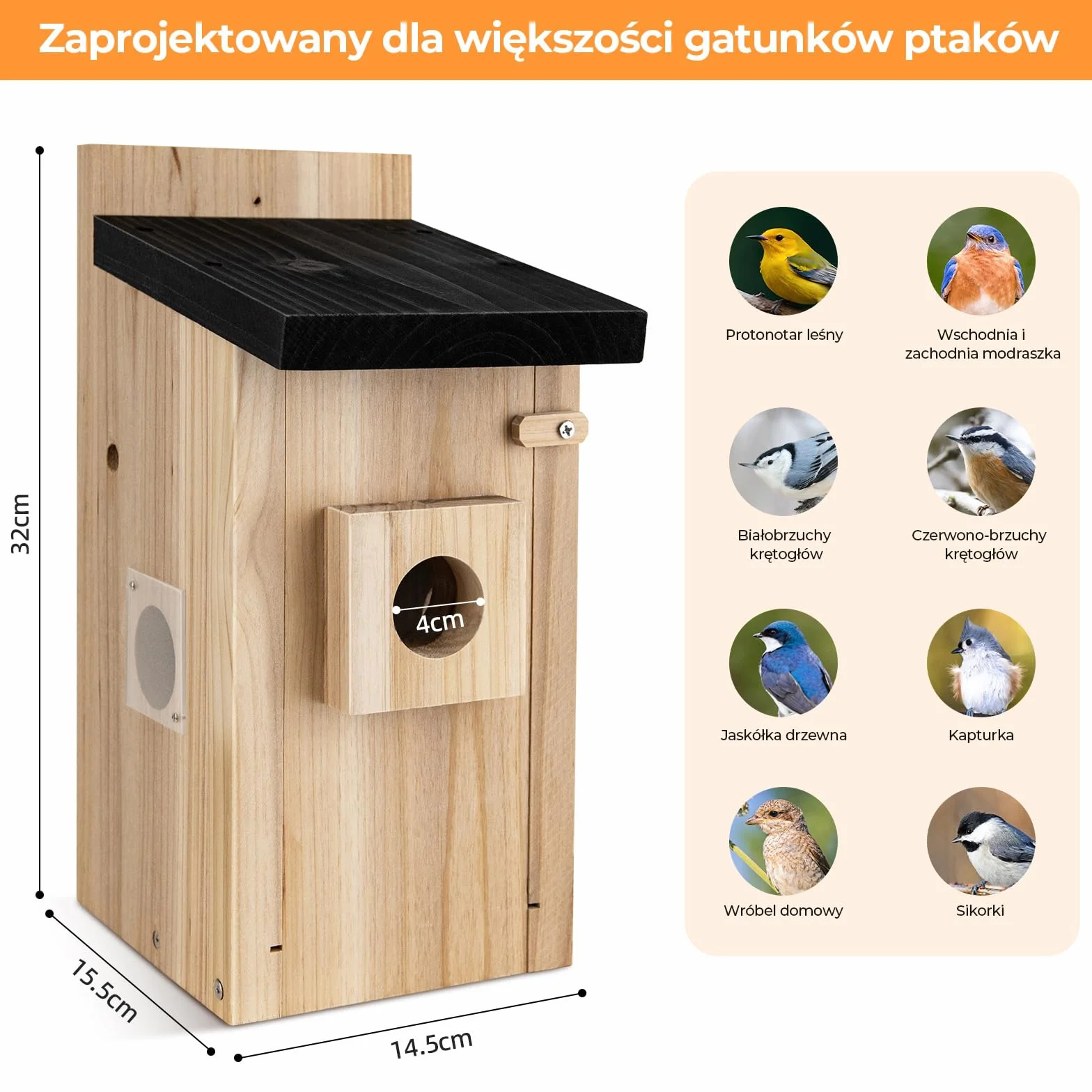 RAINBEAN Bird House with Camera, 4 miliony pikseli, kamera do domku dla ptaków, obserwacja w czasie rzeczywistym budowy gniazd i wylęgu ptaków, rozpoznawanie zachowania ptaków przez AI, "zrób to sam"