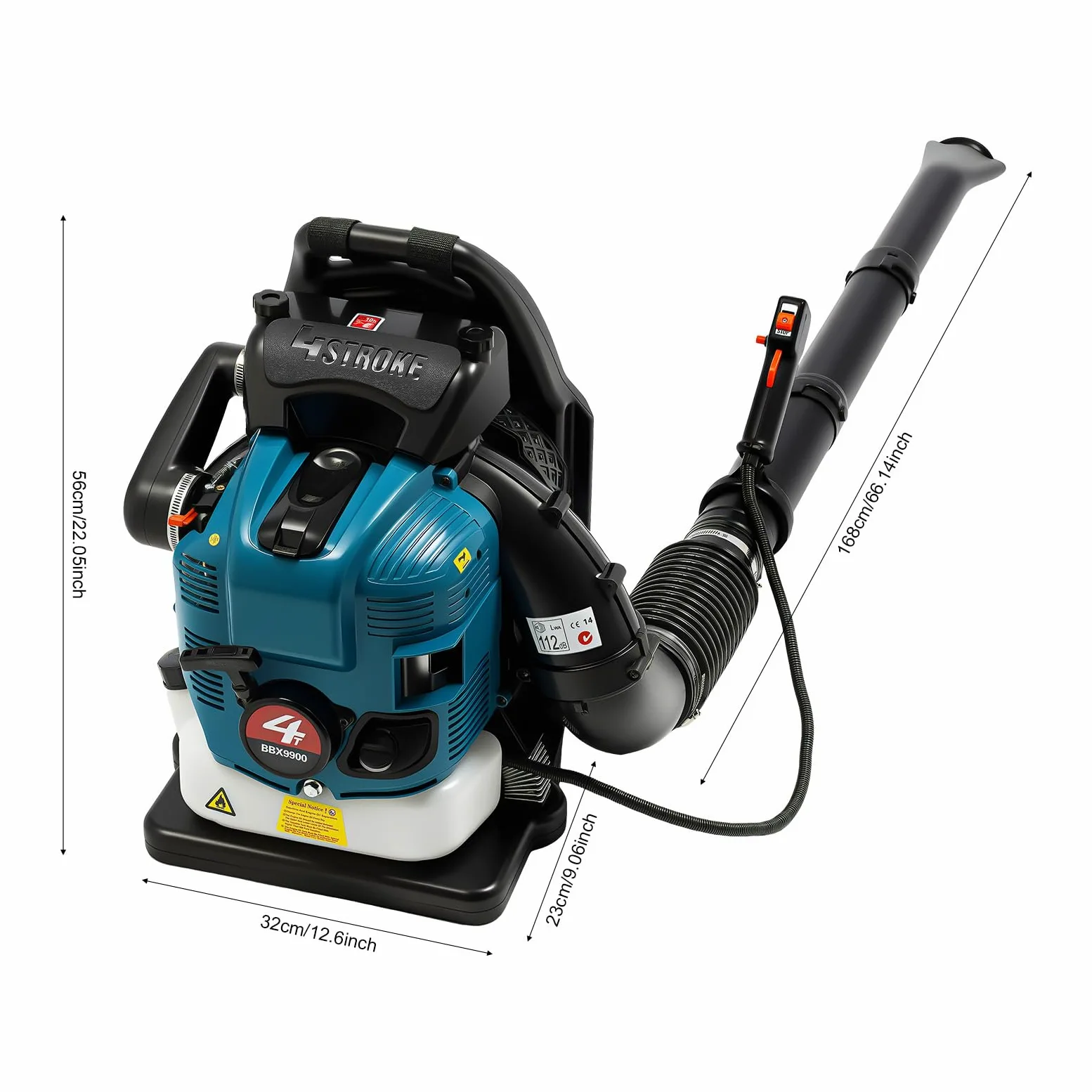Benzynowa dmuchawa do liści, 4-suwowa, odkurzacz ogrodowy, dmuchawa 75,6 cc o mocy silnika 2600 W i zbiorniku 1,9 l, zmienna prędkość obrotowa, chłodzony powietrzem wypychacz liści z dyszami,