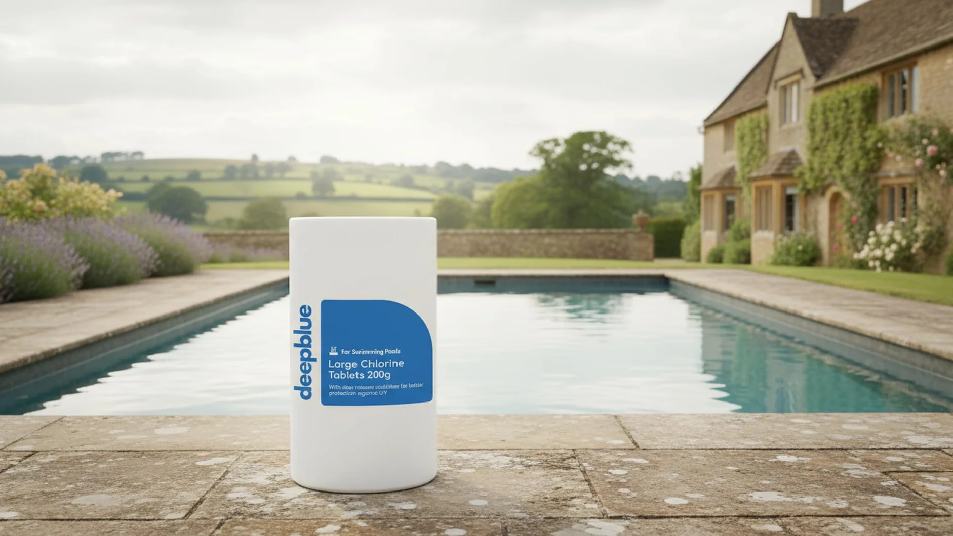 Deep Blue Professional - 200g Stabilised Chlorine Tablets 1kg Slow Release | Made in UK | Swimming Pool & Spa Water Care for Regular Pool Maintenance and Water Clarity Support