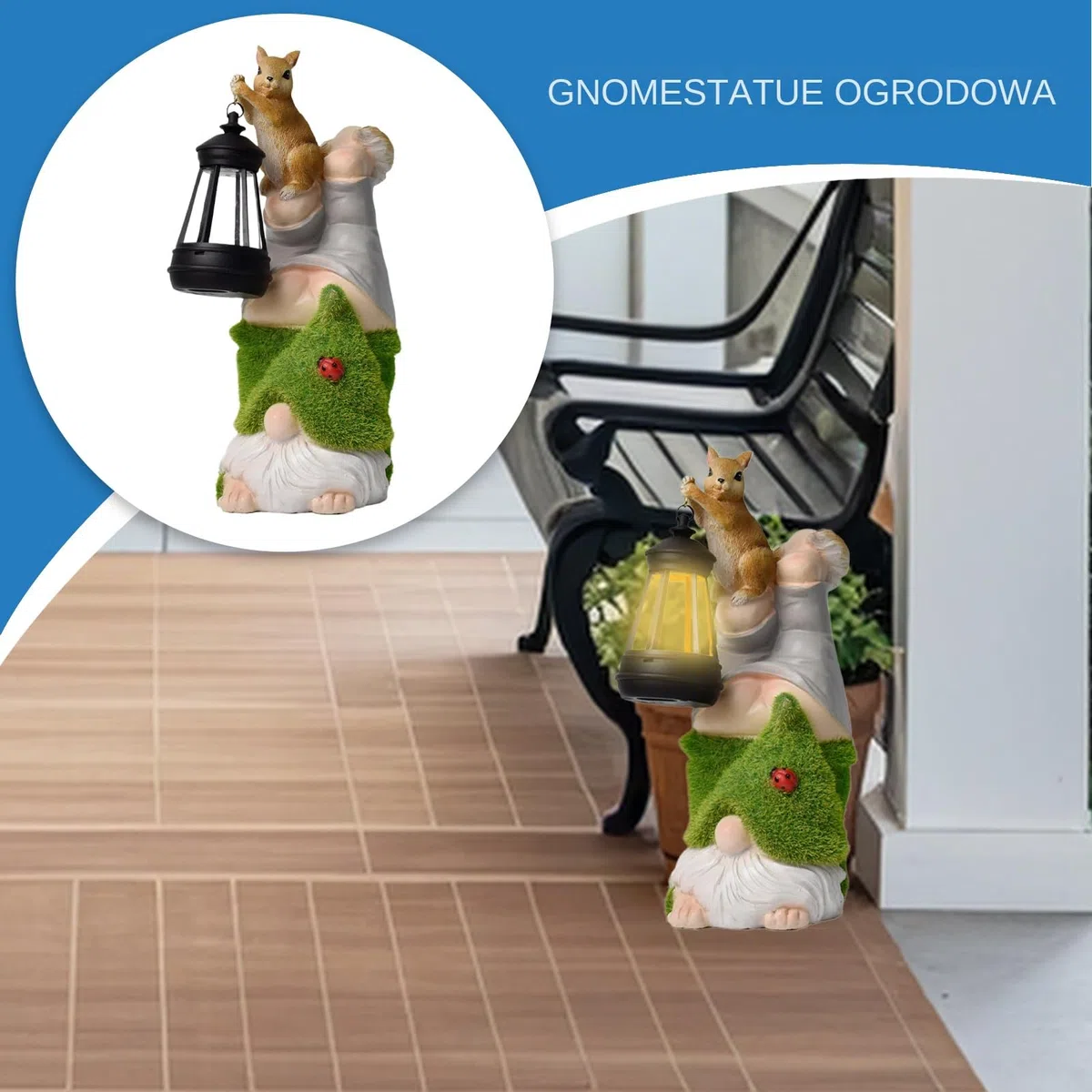 Krasnoludki Ogrodowe Na Zewnątrz - Lampa Solarna Z Tworzywa Figurki Na Taras I Do Ogrodu | Zabawne Rzeźby Z Sztucznego Materiału Dekoracje Na Trawnik Podwórko Donice I Taras