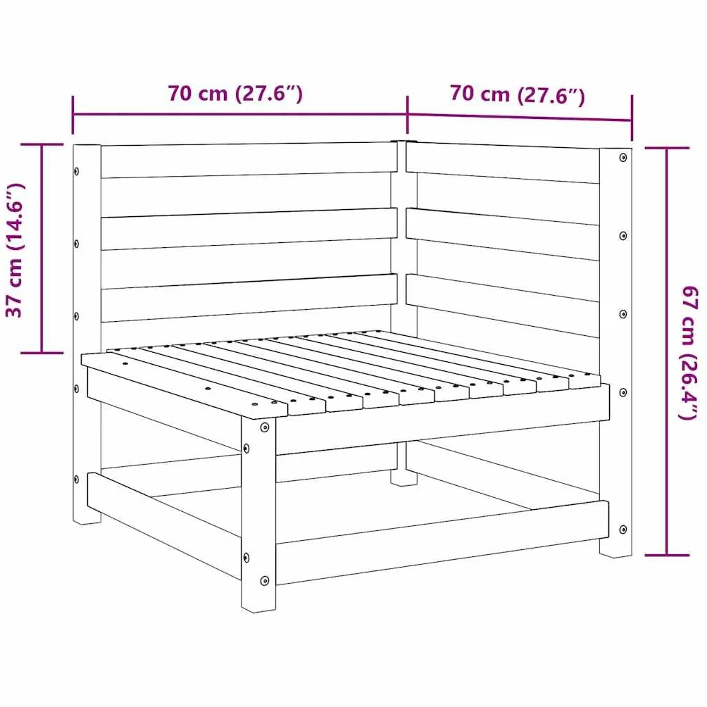 vidaXL Ogrodowa sofa narożna, 70x70x67 cm, impregnowane drewno sosnowe, kanapa ogrodowa, kanapa modułowa, siedzisko modułowe, siedzisko do ogrodu