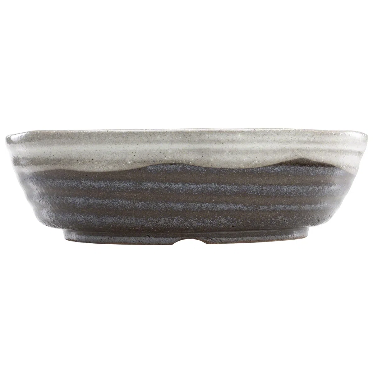 Wazakura Shigaraki Series Stripe Glazurowana ceramiczna doniczka bonsai z drenażem, 21 cm, wyprodukowana w Japonii, ręcznie robiony ogrodowy pojemnik treningowy, japońska doniczka na kwiaty, miska na