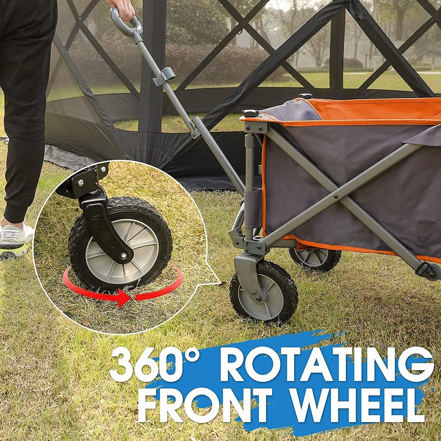 PORTAL składany wózek, zewnętrzny, ze zdejmowaną tkaniną, święta, ogród, kemping, piknik, wózek do maks. 80 kg, przenośna przyczepa transportowa, pomarańczowy