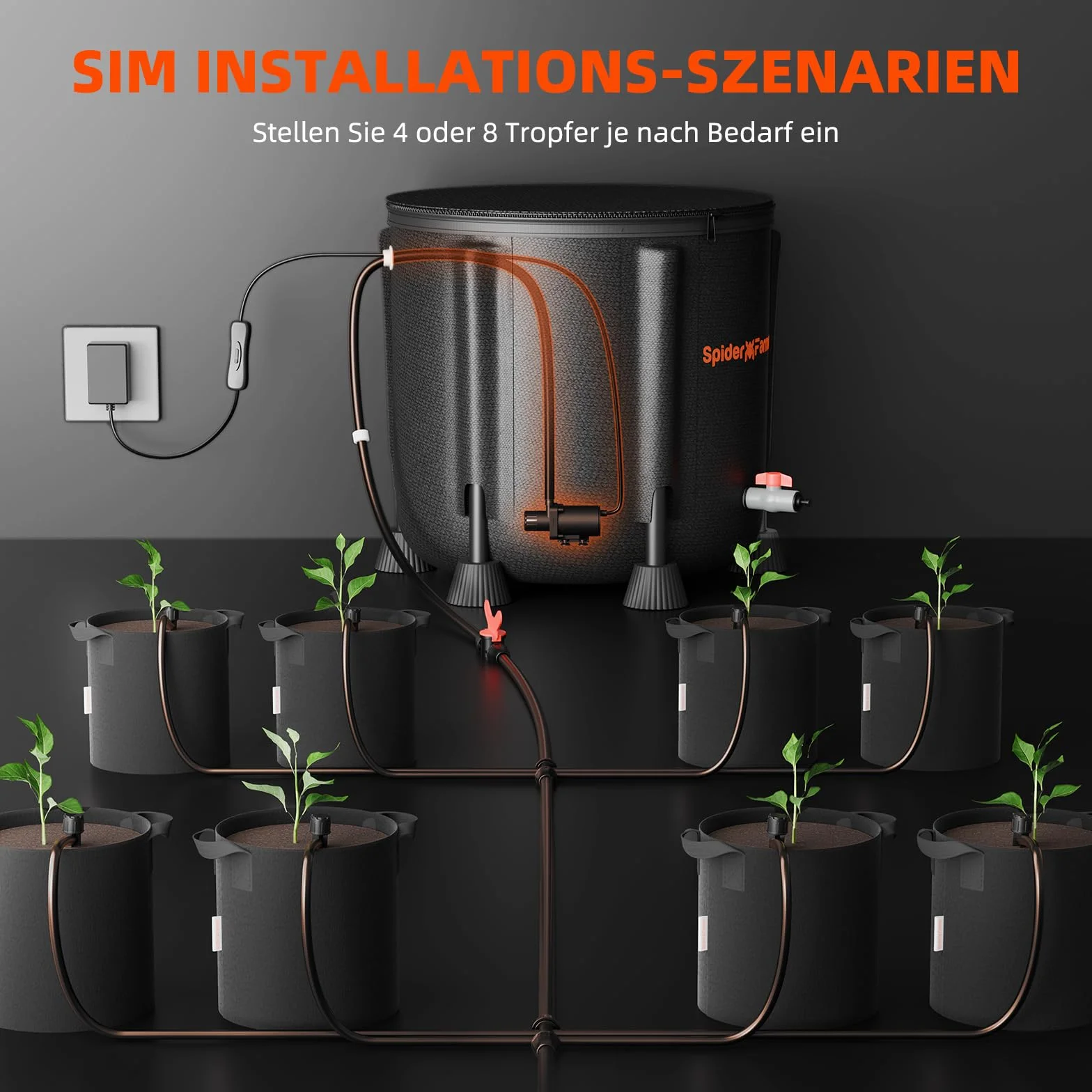 Spider Farmer automatyczny system nawadniania kropelkowego zestaw 13 galonów 25 W
