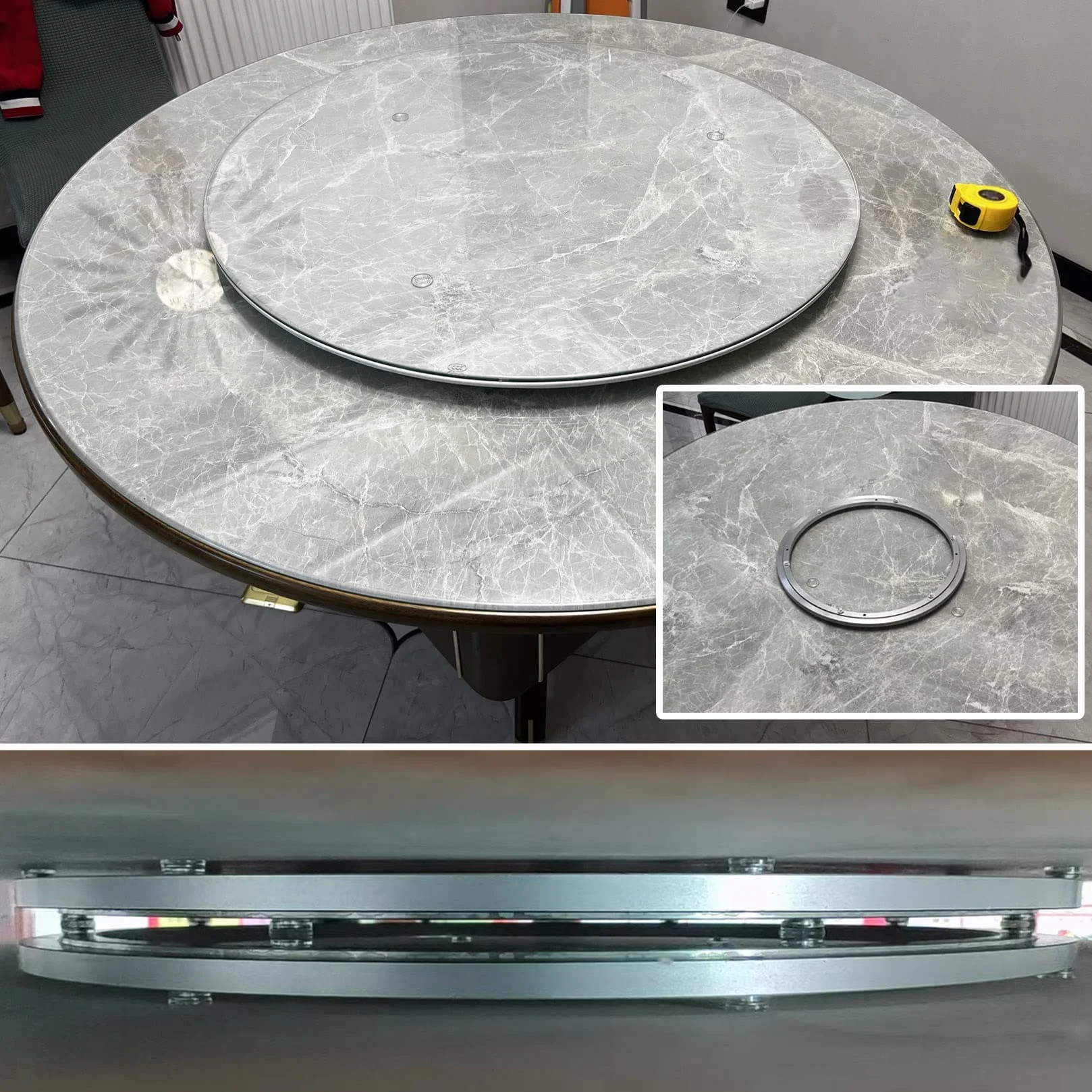 Heavy Duty obrotowy gramofon, Łożysko obrotowe Lazy Susan ze stopu aluminium, srebrne, 12-100 cm(40 cm)