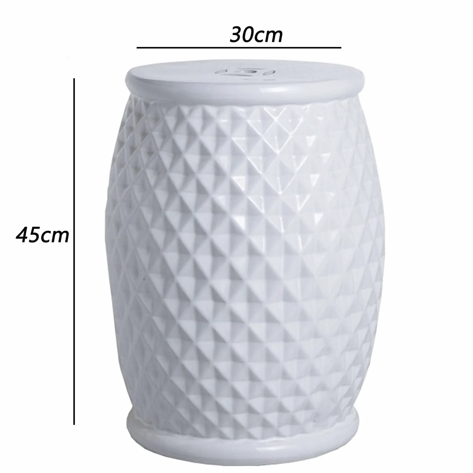 Stołek ogrodowy bębnowy ceramiczny biały