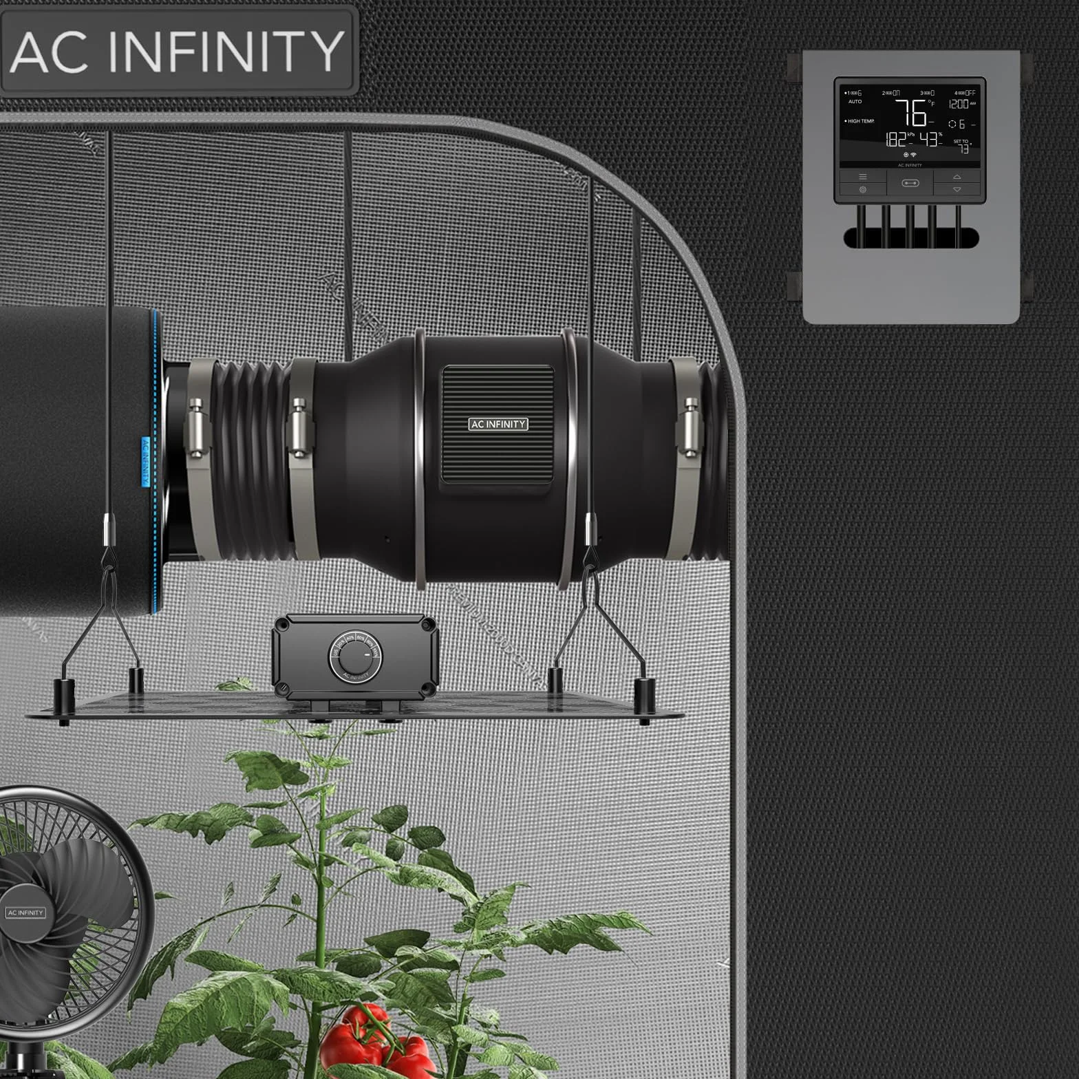 AC Infinity CLOUDLINE PRO T4, cichy wentylator kanałowy rzędowy 100 mm z kontrolerem VPD, zintegrowana aplikacja WiFi, wentylator wyciągowy do ogrzewania, chłodzenia, do uprawy namiotu, hydroponiczny
