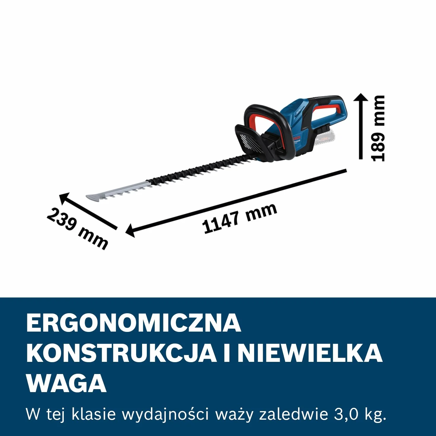 Bosch Professional system 18V: akumulatorowy sekator GHE 18V-60 (silnik bezszczotkowy, grubość cięcia 20 mm)
