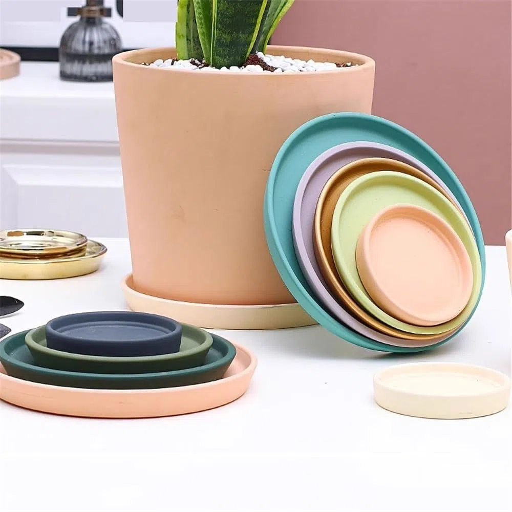 Roślina ogrodowa Palle ziemia do kwiatów, tacka ociekowa 7 cali, dekoracja domu, ceramiczna patelnia drenażowa, rośliny doniczkowe (zielona)