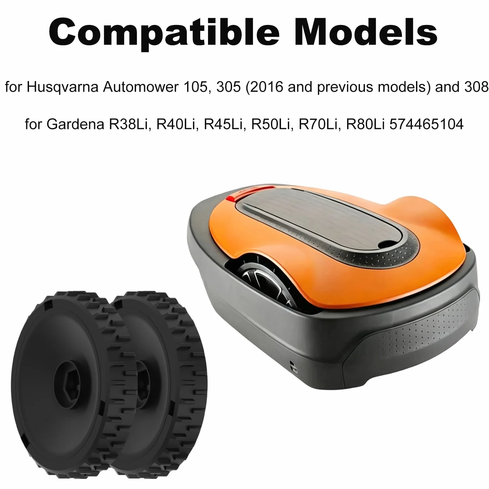 2-pak zamienników przednich kół kosiarki do Husqvarna Automower 105 305 do 2016 i 308, do Gardena R38Li R40Li R45Li R50Li R70Li R80Li 574465104