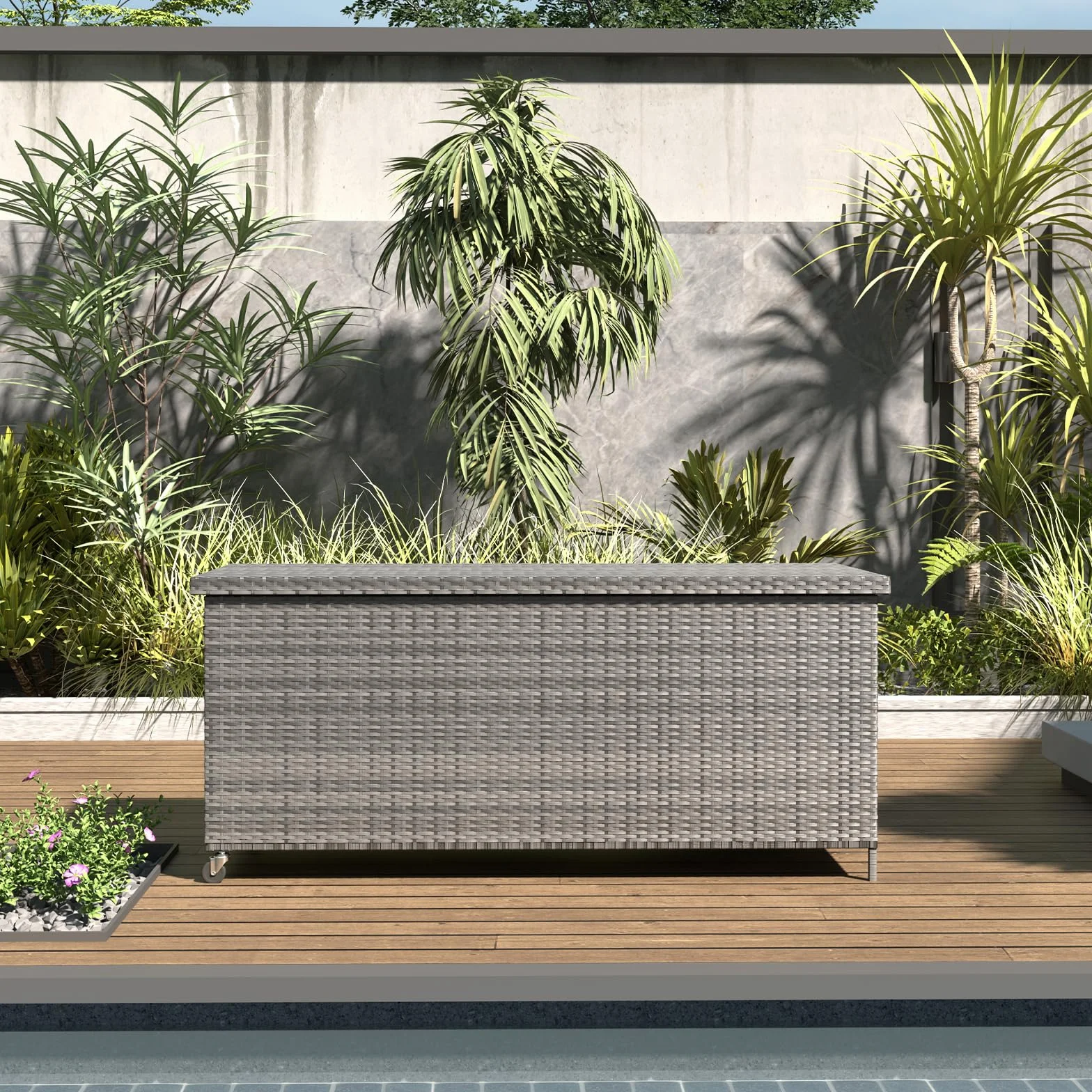 UDPATIO Skrzynka ogrodowa 480 l wodoszczelna odporna na UV 138 x 61 cm