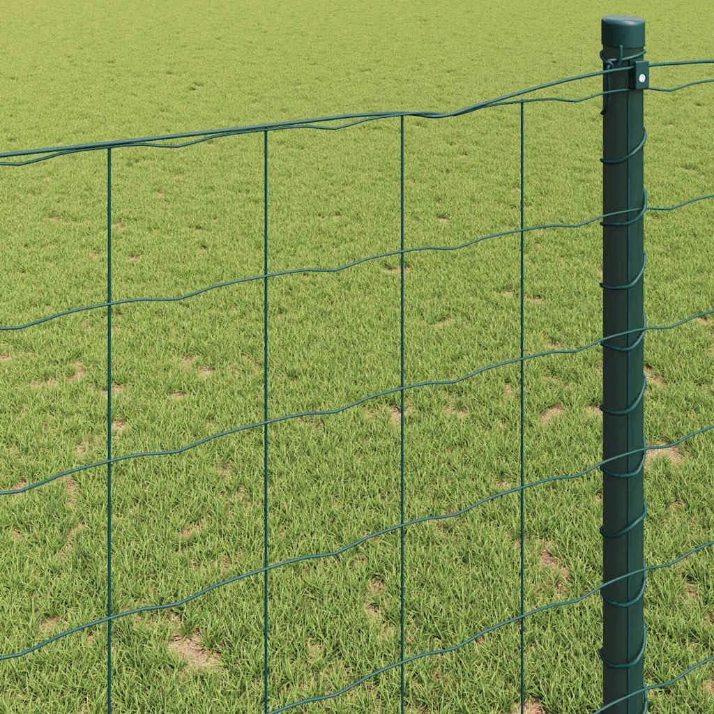 Ogrodzenie euro, zielone 0,6 x 10 m, żelazo powlekane PCW, wytrzymałe ogrodzenie ogrodowe do ogrodu i na taras, trwała bariera dla zwierząt, łatwy montaż bez kopania