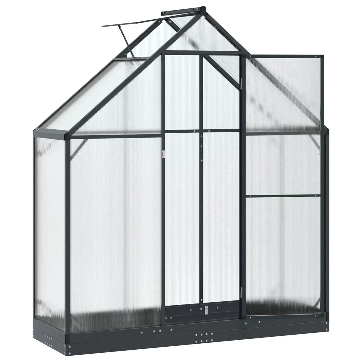 Szklarnia ogrodowa, antracytowa, z aluminium i ocynkowanej stali, 183,5 x 63,5 x 207 cm, z drzwiami i zamkiem, odporna na warunki atmosferyczne, elastyczna szklarnia na pomidory, na balkon