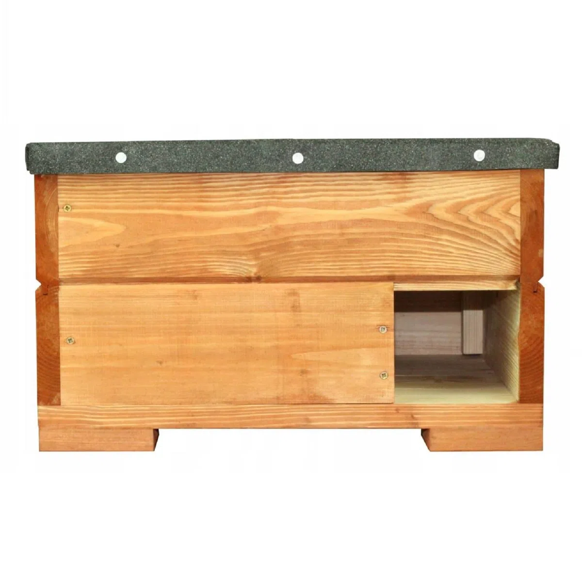 QLS Drewniany domek dla jeża 45 x 45 cm z dachem naturalny | Impregnowana konstrukcja z desek 2 cm, wysokość 27 cm, wejście 11 x 11 cm. Bezpieczne schronienie