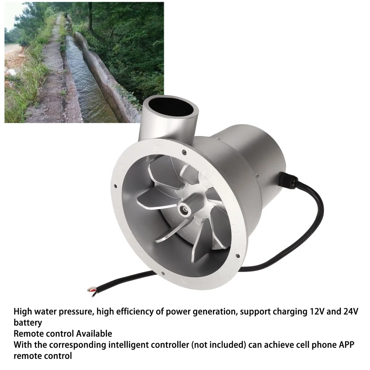 SEAFRONT Mały Generator Wodny o Wysokiej Wydajności Silnik Bezszczotkowy z Magnesami Trwałymi Łatwa Instalacja Hydro Generator Turbin Wodnych do ładowania Akumulatorów 12V (SJ18C)