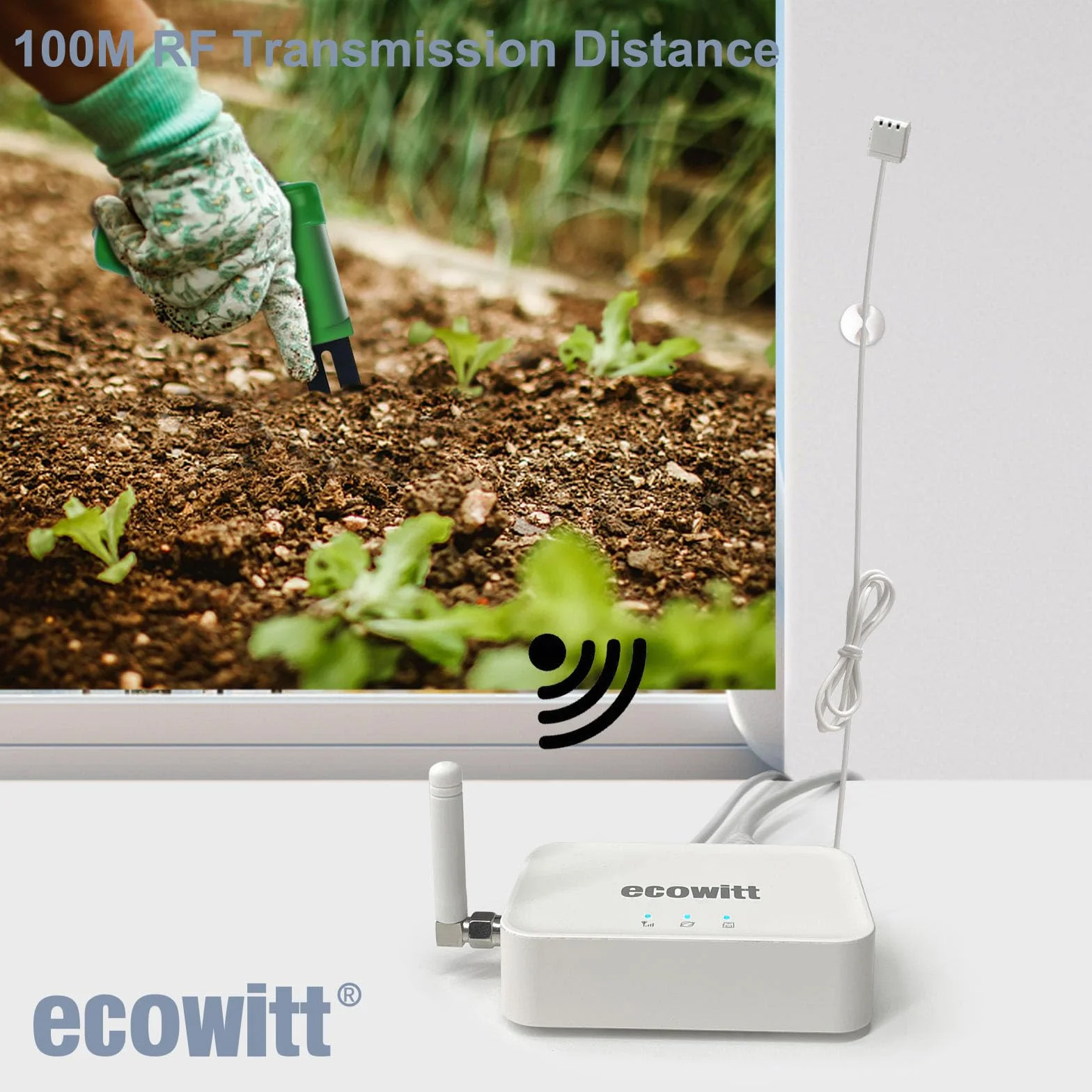 ECOWITT Czujnik wilgotności podłogi WH51+ Gateway GW3000, zintegrowane czujniki, tester wilgotności gleby 3 w 1, dokładny pomiar, sonda pojemnościowa, miernik wilgotności do ogrodu wewnętrznego i