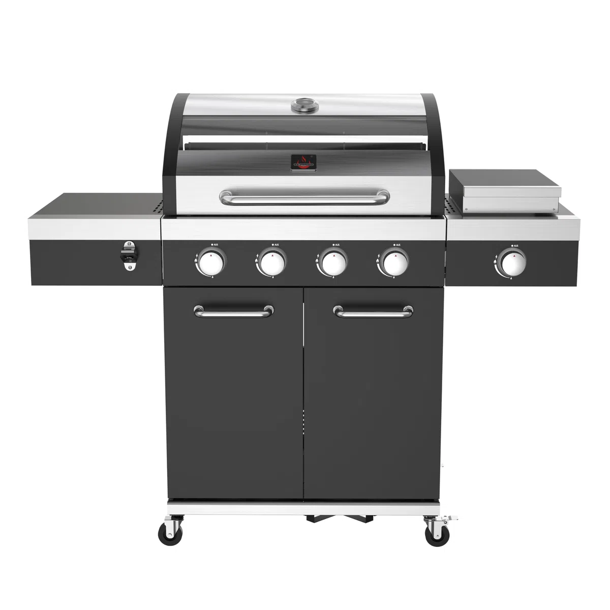 El Fuego Grill gazowy "KINGSTON" | 4 + 1 palnik | palnik na podczerwień | w zestawie 2 palniki o wysokiej wydajności | oświetlenie LED | z okienkiem | z stali nierdzewnej | z pokrywą