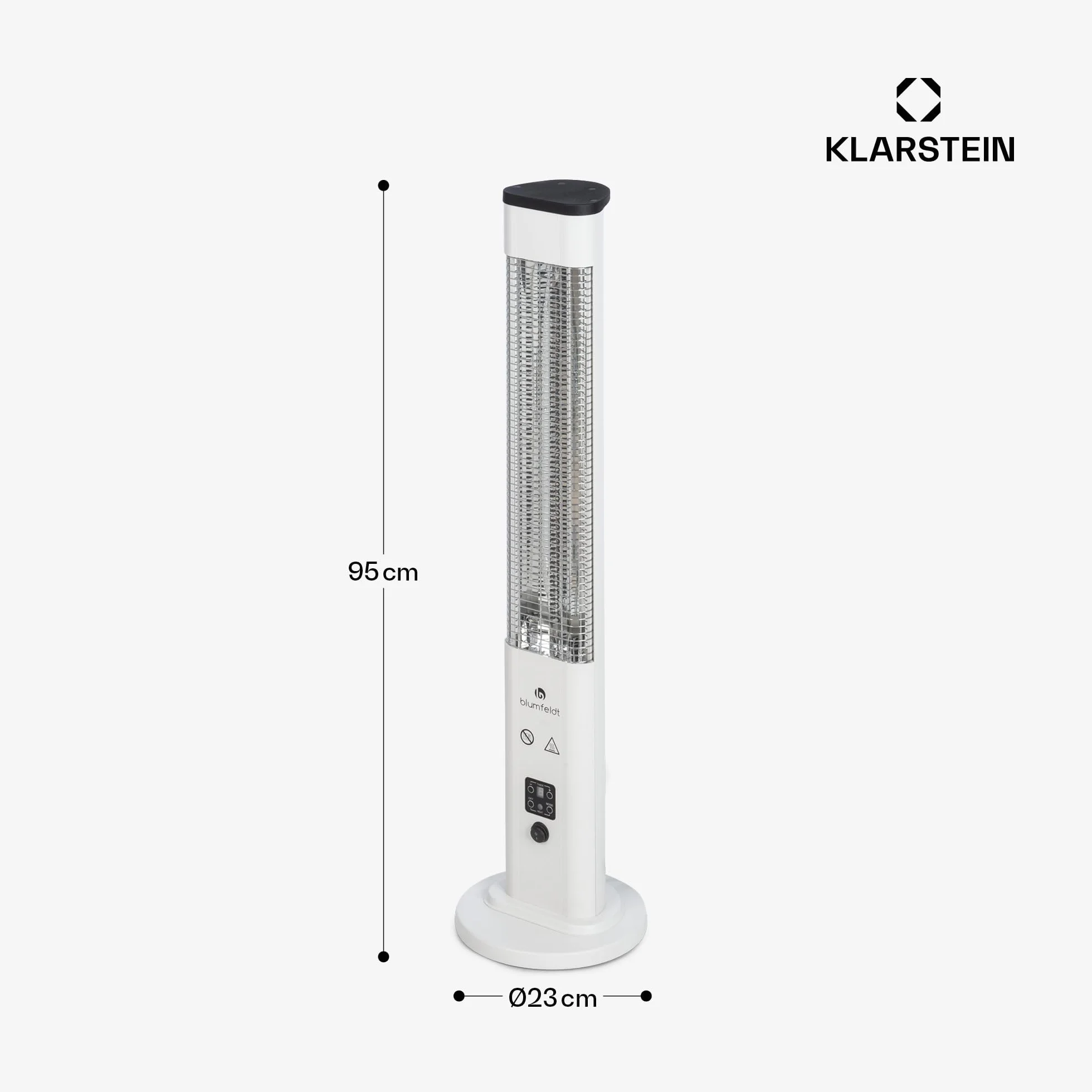 Blumfeldt Heat Guru Plus - Promiennik In & Out, ogrzewanie postojowe, moc: 1200 W, 9-godzinny timer, węglowy element grzewczy, 3 stopnie grzania, obudowa ze stopu aluminium anodowanego - kolor biały