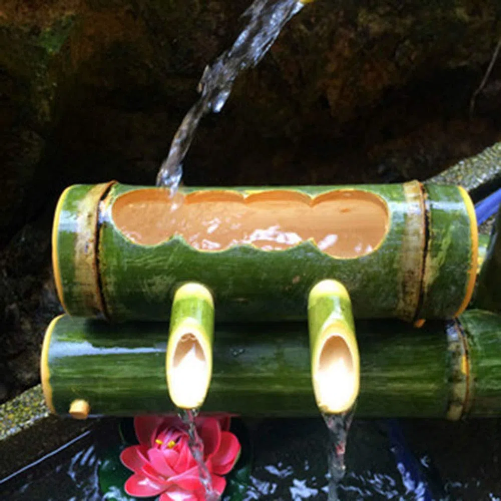 Bambusowa pompa do fontanny dla ptaków, pompa do fontanny dla ptaków, zestaw do basenów dla ptaków, 60 cm