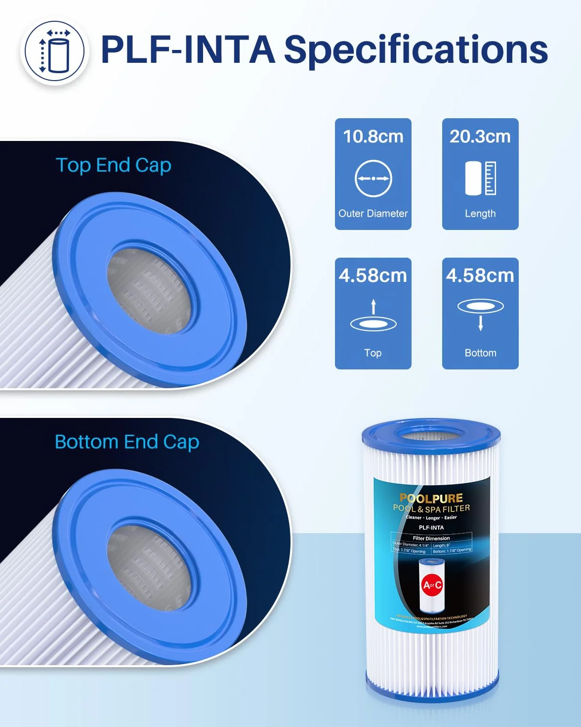 POOLPURE Zamienny filtr do typu A lub C, kompatybilny z Intex 29000E/59900E, łatwy zestaw filtrów basenowych, letnie ucieczki lub letnie fale nad basenami ziemi, opakowanie 6 sztuk