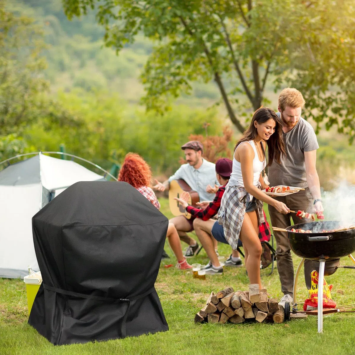 Pokrowiec na grill do użytku na zewnątrz, mały pokrowiec na grilla, wodoszczelna, odporna na warunki atmosferyczne, plandeka do grilla gazowego Weber Brinkmann Char Broil Grills (82 x 67 x 110