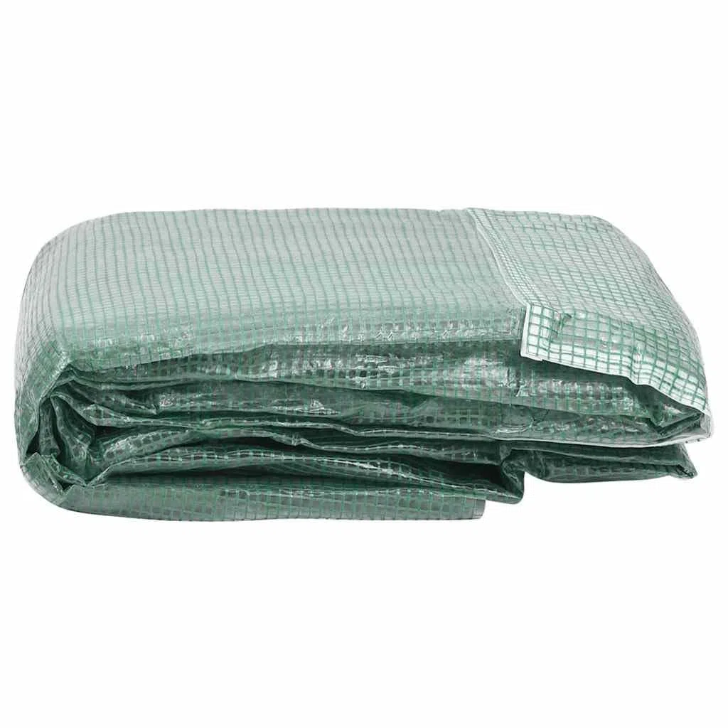 Zapasowa osłona do szklarni, zielona, z polietylenu, z 4 oknami i drzwiami, 400 x 200 x 200 cm, 140 g/m², odporna na warunki atmosferyczne, do pielęgnacji roślin, prac ogrodowych i na balkon